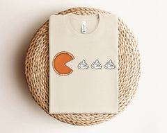 Pacman Pumpkin Pie Shirt, Pumpkin Pie And Whipped Cream Tee, Vintage Fall T-Shirt, Pumpkin Pie Tee, Fall Season Dinner Outfit, Pumpkin Lover