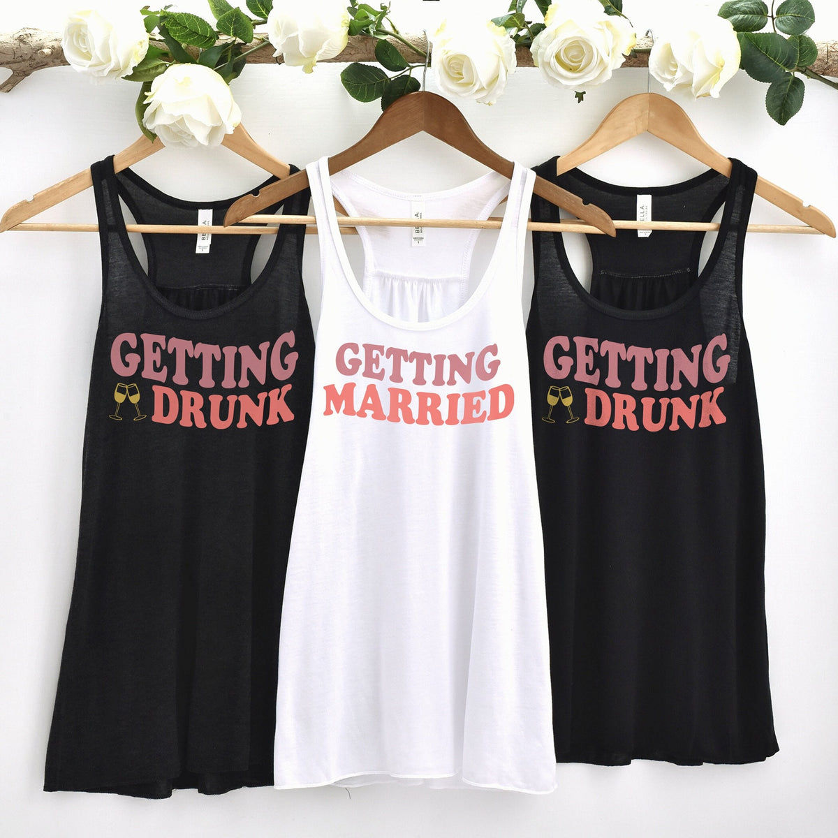 Getting Drunk Tank Top, Getting Married Racerback Tank Top, Wedding Apparel, Bachelorette Party Outfit, Getting Drunk Tank for Bachelorette