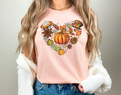 Autumn Heart Shirt, Fall Doodles T-Shirt, Vintage Style Fall Tee, Pumpkin Patch T-Shirt, Pumpkin Lover Gift, Fall Vibes Tee, Women Fall Gift