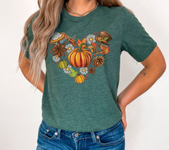 Autumn Heart Shirt, Fall Doodles T-Shirt, Vintage Style Fall Tee, Pumpkin Patch T-Shirt, Pumpkin Lover Gift, Fall Vibes Tee, Women Fall Gift