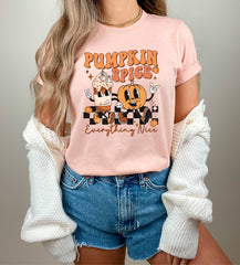 Pumpkin Spice Everything Nice Halloween Shirt, Pumpkin Spice Lover T-Shirt, Pumpkin Spice Latte And Pumpkin Tee, Vintage Halloween Outfit