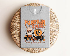 Pumpkin Spice Everything Nice Halloween Shirt, Pumpkin Spice Lover T-Shirt, Pumpkin Spice Latte And Pumpkin Tee, Vintage Halloween Outfit
