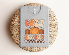 Vintage Cozy Season T-Shirt, Pumpkin Patch Tee, Fall Themed Shirt, Pumpkin Spice Lover Tee, Cozy Vibes Shirt, Retro Fall Crewneck, Fall Gift