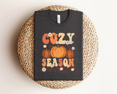 Vintage Cozy Season T-Shirt, Pumpkin Patch Tee, Fall Themed Shirt, Pumpkin Spice Lover Tee, Cozy Vibes Shirt, Retro Fall Crewneck, Fall Gift