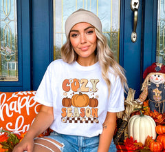 Vintage Cozy Season T-Shirt, Pumpkin Patch Tee, Fall Themed Shirt, Pumpkin Spice Lover Tee, Cozy Vibes Shirt, Retro Fall Crewneck, Fall Gift