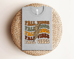 Fall Vibes Leopard Lightning Bolt T-Shirt, Vintage Autumn Shirt, Fall Season Tee, Groovy Fall Shirt, Fall Lover Gift, Women Fall Crewneck