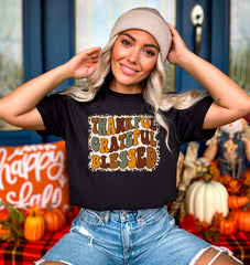 Thankful Grateful Blessed Shirt, Vintage Thanksgiving T-Shirt, Thankful And Blessed Shirt, Groovy Thanksgiving Tee, Thanksgiving Outfit