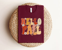 Hello Fall Lightning Bolt T-Shirt, Vintage Fall Shirt, Fall Season Tee, Hello Fall Shirt, Pumpkin Patch Tee, Women's Fall Apparel, Fall Gift