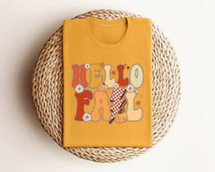 Hello Fall Lightning Bolt T-Shirt, Vintage Fall Shirt, Fall Season Tee, Hello Fall Shirt, Pumpkin Patch Tee, Women's Fall Apparel, Fall Gift