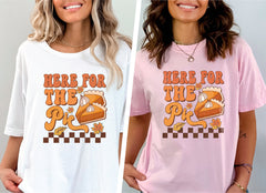 Here For The Pie Shirt, Vintage Fall T-Shirt, Pumpkin Pie Costume, Women Autumn Shirt, Pumpkin Lover Tee, Pumpkin Pie Patch, Fall Crewneck