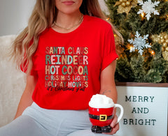 Santa Claus Reindeer Hot Cocoa Shirt, Christmas Lights T-Shirt, Santa Tee, Christmas Vibes Shirt, Santa Claus, Winter Clothing, Xmas Gifts