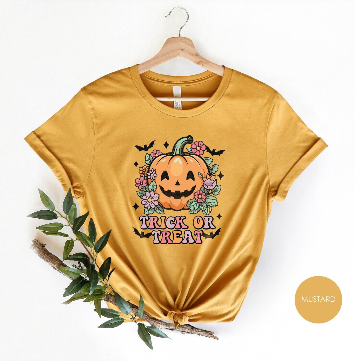 Trick Or Treat Floral Pumpkin Shirt, Pumpkin Patch Tee, Pumpkin Lover Gift, Pumpkin Season Outfit, Halloween Party Shirt, Spooky Season Tee
