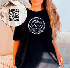 God Is Greater Than The Highs And Lows Shirt, Two Sided T-Shirt, Groovy Christian Shirt, Bible Verse Shirt, Religious Clothes, Church Gift