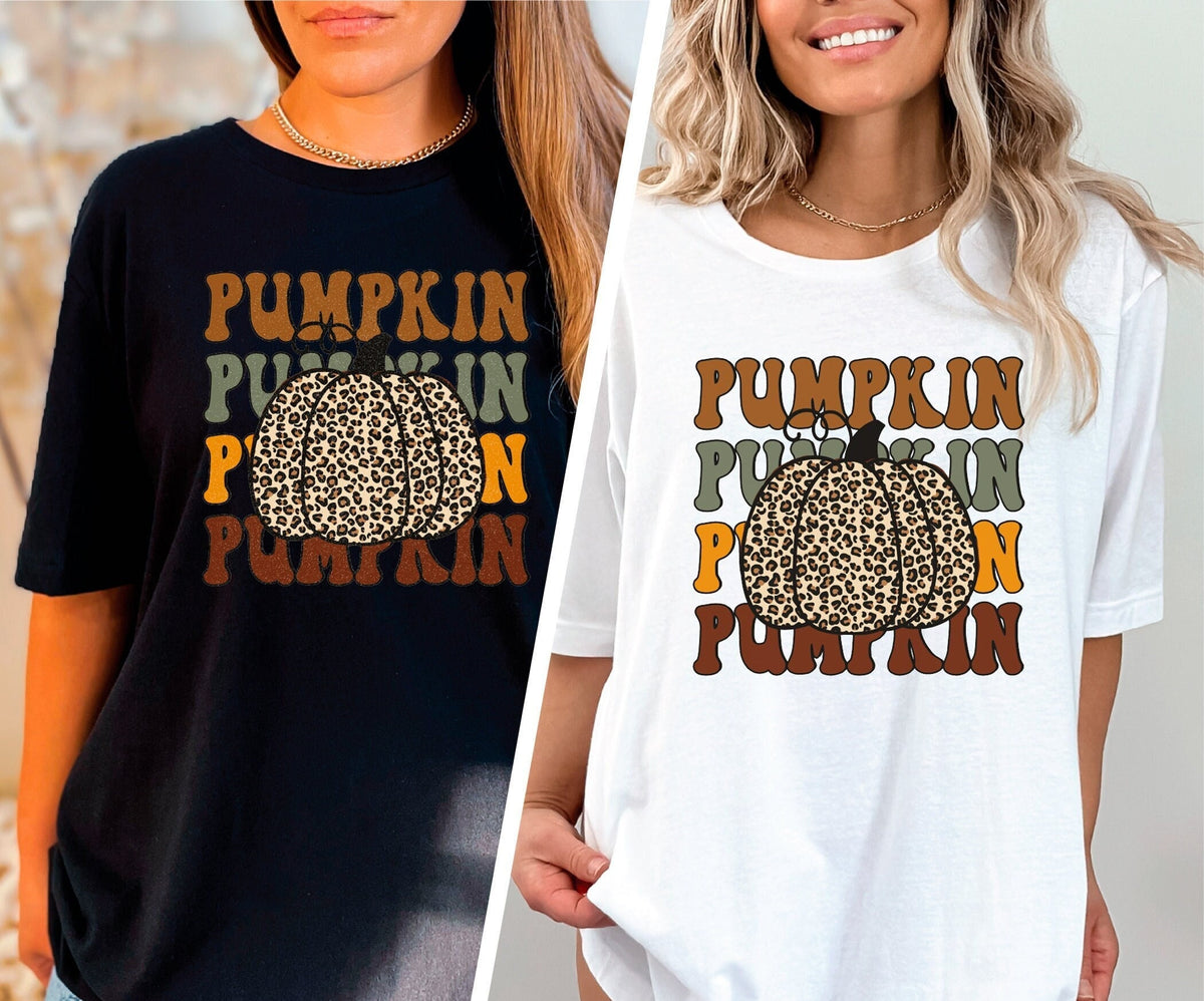 Leopard Pumpkin T-Shirt, Vintage Pumpkin Shirt, Pumpkin Patch Crew, Pumpkin Season Shirt, Women Fall Clothing, Pumpkin Lover Gift, Fall Tee