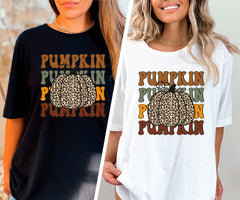 Leopard Pumpkin T-Shirt, Vintage Pumpkin Shirt, Pumpkin Patch Crew, Pumpkin Season Shirt, Women Fall Clothing, Pumpkin Lover Gift, Fall Tee