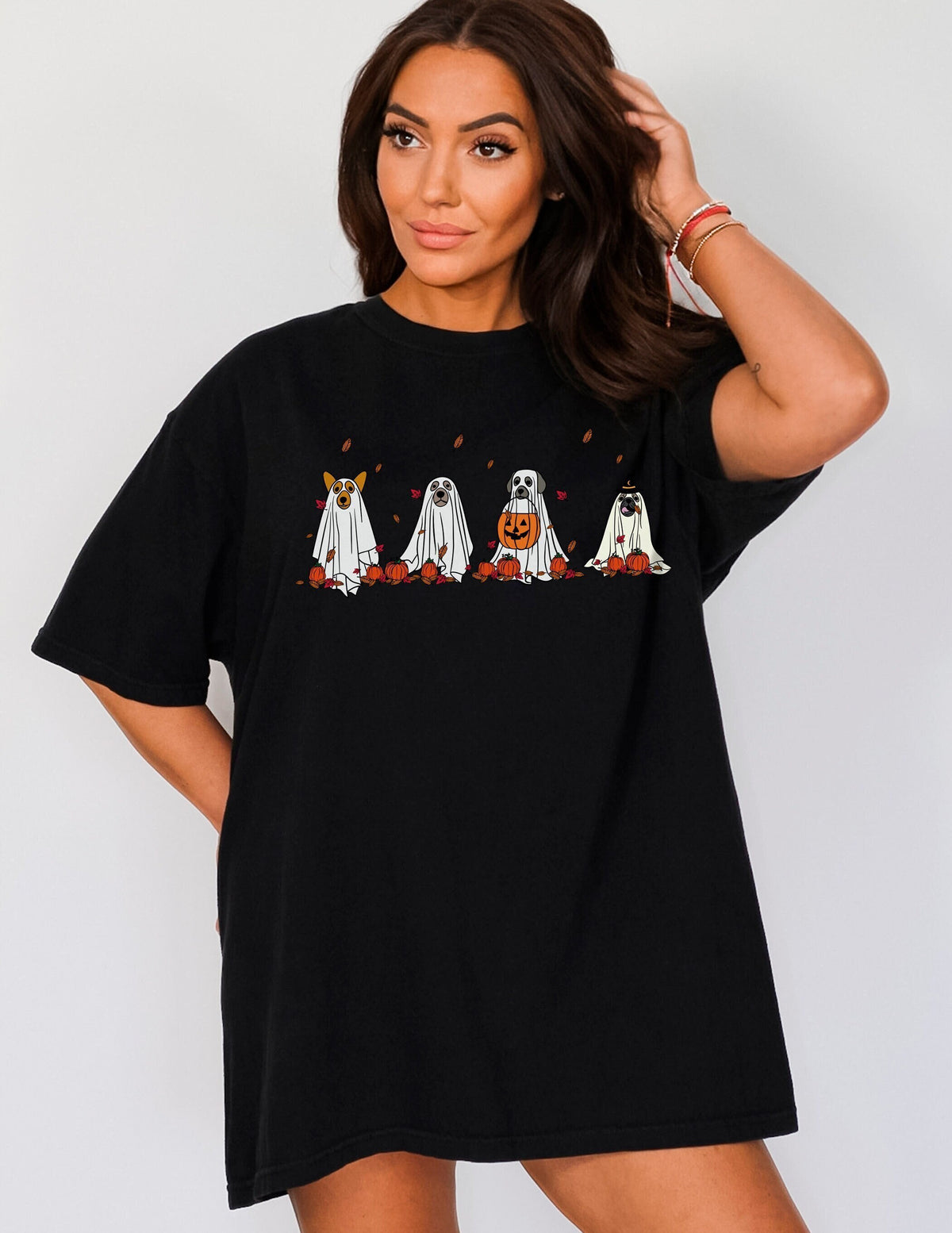 Halloween Dogs and Pumpkins T-Shirt, Spooky Season Outfit, Spooky Ghosts Shirt, Cute Dogs T-Shirt, Spooky Vibes Tee, Halloween Gift for Her
