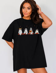 Halloween Dogs and Pumpkins T-Shirt, Spooky Season Outfit, Spooky Ghosts Shirt, Cute Dogs T-Shirt, Spooky Vibes Tee, Halloween Gift for Her