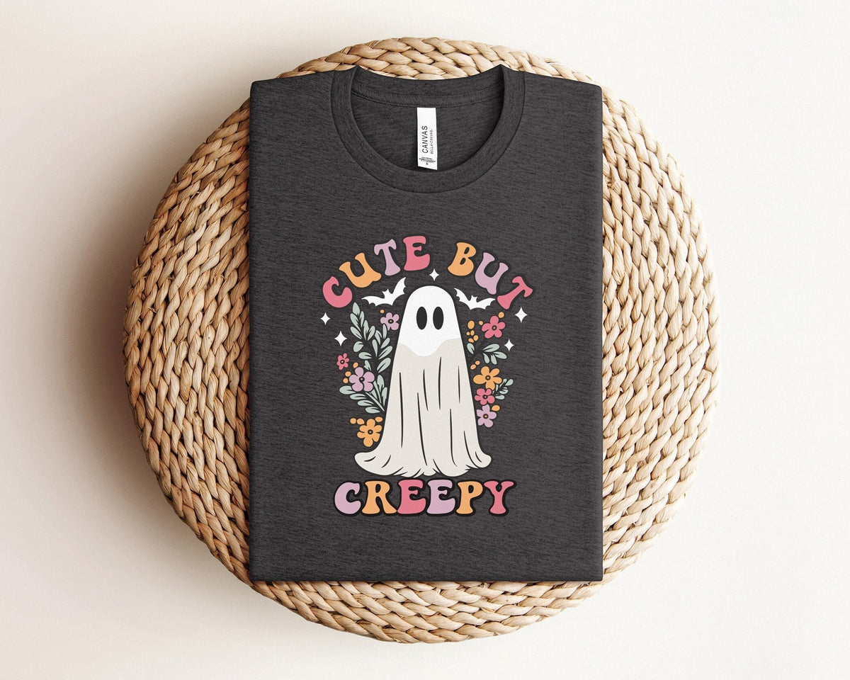 Cute But Creepy Floral Ghost Halloween T-Shirt, Spooky Season Shirt, Floral Ghost Tee, Cute But Creepy T-Shirt, Halloween Party Outfit