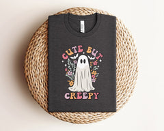 Cute But Creepy Floral Ghost Halloween T-Shirt, Spooky Season Shirt, Floral Ghost Tee, Cute But Creepy T-Shirt, Halloween Party Outfit