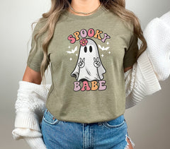 Spooky Babe Ghost Halloween Shirt, Halloween Ghost Tee, Spooky Season Outfit, Spooky Ghost Shirt, Halloween Ghost T-Shirt, Spooky Babe Tee