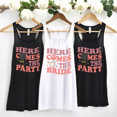 Here Comes The Bride Here Comes to Party,  Bridesmaid Gift Shirts and Tank Tops Newly Engaged Shirt, Wedding Party Crew, Bachelorette Outfit