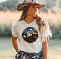 Patriotic Eagle on American Flag T-Shirt, 4th of July Outfit, American Eagle Shirt, Freedom Tee, Patriotic Shirt, Independence Day Clothing