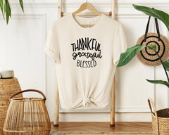 Thankful Grateful Blessed Shirt, Thanksgiving Crewneck, Thankful and Blessed Shirt, Gift for Mom, Thankful T-Shirt, Thanksgiving Party Shirt