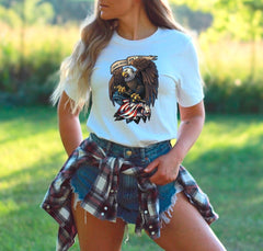 Patriotic Bald Eagle With USA Flag Shirt, 4th Of July Outfit, Independence Day Gift, Bald Eagle Shirt, Freedom Tee, Patriotic Eagle T-Shirt
