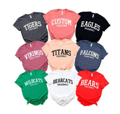 Custom College Spirit Shirts, Personalized Mascot T-Shirts, Custom College Sport Tees, School Mascot Shirts, Personalized Gift for Teacher