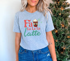 Fa La La La Latte Shirt, Christmas Coffee Shirt, Women Xmas Shirt, Christmas Apparel, Christmas Crewneck, Coffee Lover Shirt, Christmas Gift