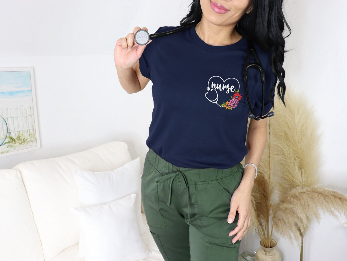 Nurse Stethoscope Shirt, Nurse Shirt, Nurse Heart T-Shirt, Nurse Pocket Shirt, Nurse Crewneck, Nursing School, Nurse Graduation Gift