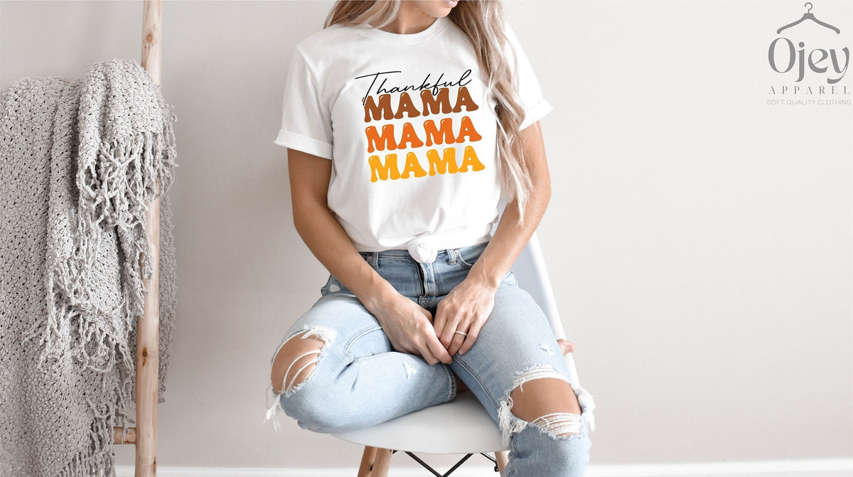 Thankful Mama T-Shirt, Thankful and Blessed Shirt, Mama Thanksgiving Shirt, Thanksgiving Family Outfit, Thankful T-Shirt, Gift for Mother