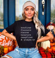 Fall T Shirts, Thanksgiving Shirts, Bonfires Flannels S'mores Sweaters Campfires & Pumpkins, Autumn Shirt, Fall Shirts for Women, Autumn Tee