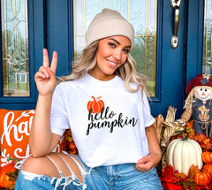 Pumpkin Shirt, Pumpkin T Shirt, Fall Shirt, Hello Pumpkin Shirt, Fall T Shirts for Women, Matching Pumpkin Shirt, Pumpkin Patch Shirt