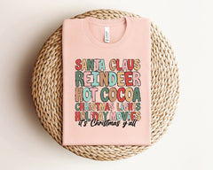 Santa Claus Reindeer Hot Cocoa Shirt, Christmas Lights T-Shirt, Santa Tee, Christmas Vibes Shirt, Santa Claus, Winter Clothing, Xmas Gifts