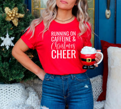 Christmas Shirt, Women's Christmas Shirt, Family Christmas Shirts, Funny Christmas Shirts, Running on Caffeine and Christmas Shirt, Gift