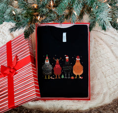 Christmas Chicken Shirt, Farm Animals Tshirt, Christmas Gift For Farmer, Chicken Christmas Lights Shirt, Winter Clothing, Christmas Gifts