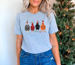 Christmas Chicken Shirt, Farm Animals Tshirt, Christmas Gift For Farmer, Chicken Christmas Lights Shirt, Winter Clothing, Christmas Gifts