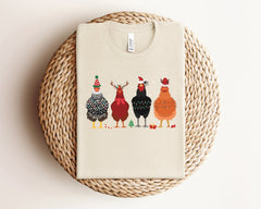 Christmas Chicken Shirt, Farm Animals Tshirt, Christmas Gift For Farmer, Chicken Christmas Lights Shirt, Winter Clothing, Christmas Gifts