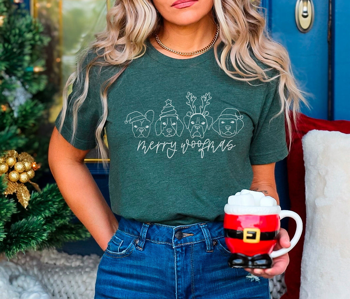 Christmas Dogs Shirt, Merry Woofmas Christmas T-Shirt, Santa Dog Shirt, Dog Lover Tshirt, Dog Shirt Christmas, Gift For Pet Lover, Xmas Tee
