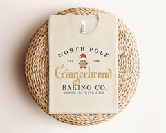 North Pole Gingerbread Baking Co Shirt, Gingerbread Shirt, Christmas Cookie Shirt, Handmade Clothing, Retro Christmas Shirt, Christmas Gifts
