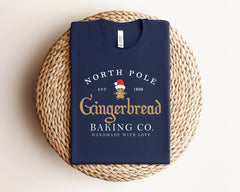 North Pole Gingerbread Baking Co Shirt, Gingerbread Shirt, Christmas Cookie Shirt, Handmade Clothing, Retro Christmas Shirt, Christmas Gifts