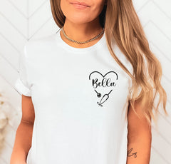Custom Nurse Shirt, Nurse Stethoscope Shirt, Nurse Heart T-Shirt, Nurse Student Tee, Nurse Pocket Shirt, Personalized Nurse Gift, Nurse Tee
