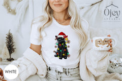 Cat Christmas Shirt, Cat Lover Tshirt, Cat Mom Christmas Shirt, Christmas Cat Light Shirt, Cat Lover Gift, Cat Christmas Shirts for Women