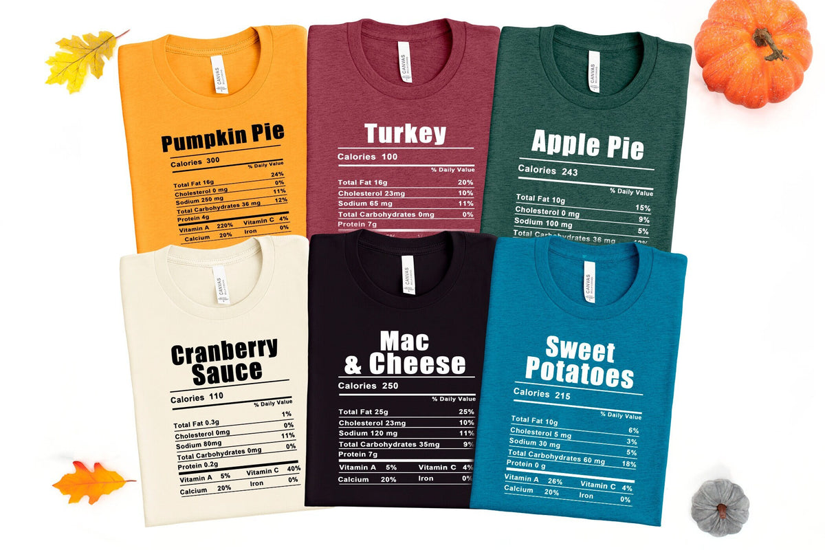 Thanksgiving Shirts, Nutrition Thanksgiving Shirts, Thanksgiving Food Shirt, Family Matching Shirts, Funny Thanksgiving Shirts, Funny Tshirt