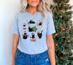 Christmas Black Cat Shirt, Cat Lover Tshirt, Cat Mom Shirt, Xmas, Cat Shirts, Cute Christmas Shirt, Cats Christmas Shirt, Christmas Gift