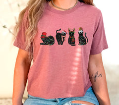 Christmas Black Cat Shirt, Funny Christmas Shirt, Black Cat Gifts, Christmas Animal Shirt, Cat Lover Tshirt, Christmas Gift, Black Cat Shirt