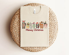 Meowy Christmas Shirt, Cats Christmas Shirt, Cat Lover Tshirt, Cat Mom Shirt, Cat Shirts, Funny Christmas Shirt, Xmas Animal, Christmas Gift
