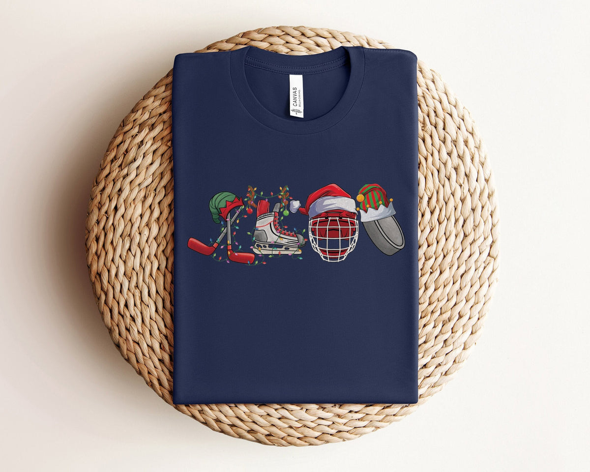 Christmas Ice Hockey Shirt, Hockey Mom Shirt, Ice Hockey Gifts, Hockey Team Shirt, Hockey Lover Gift, Xmas, Holiday Tshirts, Christmas Gift