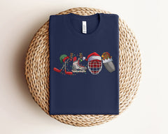 Christmas Ice Hockey Shirt, Hockey Mom Shirt, Ice Hockey Gifts, Hockey Team Shirt, Hockey Lover Gift, Xmas, Holiday Tshirts, Christmas Gift